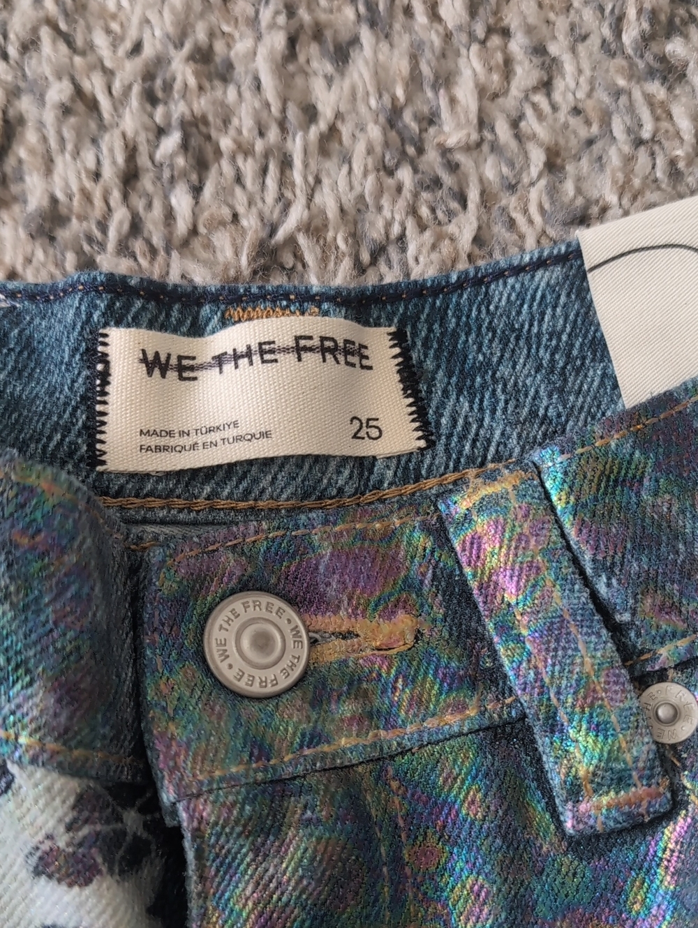 NWT Free People Tinsley Blue Floral High-Rise Printed Jeans - Picture 5 of 9